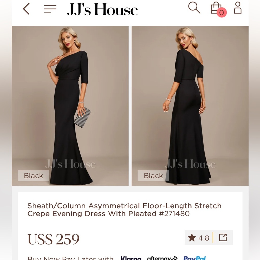 JJs House Elegant Black Asymmetrical Dress